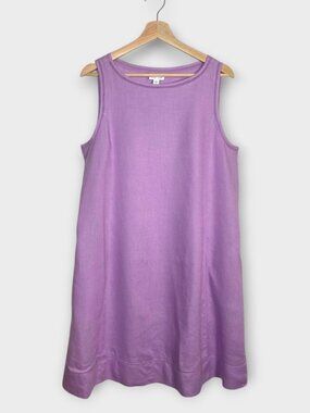 J Jill Love Linen Dress M Lilac Purple Sleeveless Pockets Summer Resortwear
